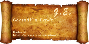 Gorzsás Ernő névjegykártya